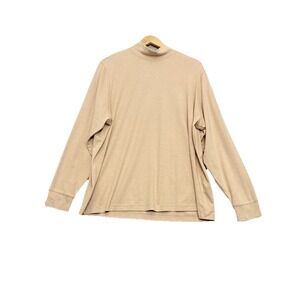 Lands' End Womens Mock Neck Top 1X Oatmeal Relaxed Fit Casual Minimalist Capsule
